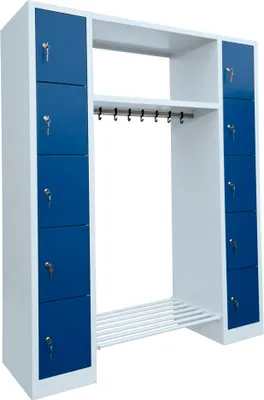 Produktbild von Schließfachgarderobe Fächerschrank Garderobe mittig 10 Fächer grau/blau 525521