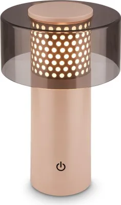 Produktbild von Briloner GILA LED Tischlampe kabellos IP44, Dimmbar, Touch, Warmweißes Licht, Speicherfunktion, Anthrazit-Beige, Ø15 x 19 cm