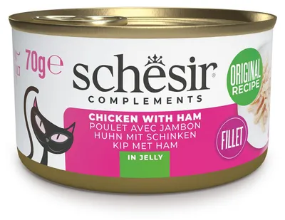 Productafbeelding van SCHESIR Kip met ham in gelatine - natvoer voor katten - 70g