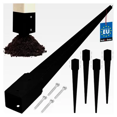 Produktbild von 4 Stück Pfostenträger zum Einschlagen 51x51x600mm aus verzinkt-pulverbeschichtetem Stahl