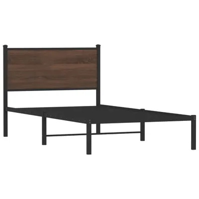 Image de Cadre de lit en métal sans matelas chêne marron 100x190 cm