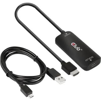 Produktbild von Club3D Adapter HDMI + MicroUSB > USB-C 4K120Hz aktiv St/Bu