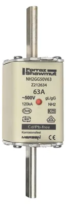 Immagine prodotto di Fusibile NH-ZERO taglia 2, 63A AC500V - Fusibile a bassa tensione HRC NH2 63A NH2GG50V63