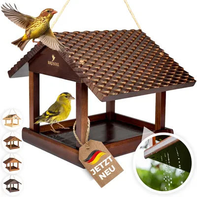 Produktbild von Vogelhaus aus Holz wetterfest | Futterhaus für Wildvögel zum Aufhängen für Garten & Balkon