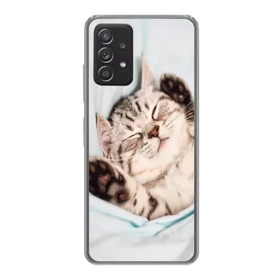 Produktbild von MuchoWow® Handyhülle Schutzhülle Hülle für Samsung galaxy a73 Kätzchen - Bett - Pfoten - Mädchen - Kinder - Kinder - Kind Silikon Softcase Handy Hülle - Handyhülle