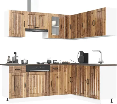 Produktbild von Hochwertig 11-tlg. Küchenschrank-Set Kalmar Altholz-Optik Holzwerkstoff 3314949