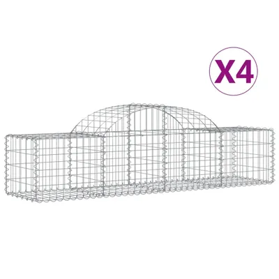Produktbild von vidaXL Gabionen mit Hochbogen 4 Stk. 200x50x40/60 cm Verzinktes Eisen