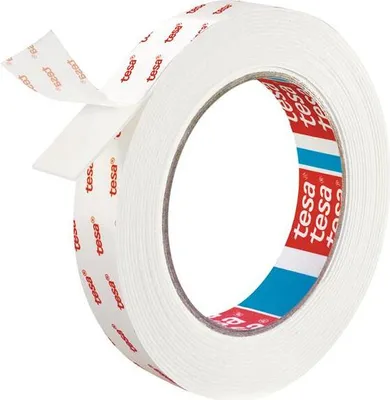 Produktbild von tesa Montageband Tapete & Putz, 10 kg Haltekraft pro Meter - starkes, doppelseitiges Montageklebeband zur Befestigung auf Gips und Tapeten - 5 m x 19 mm