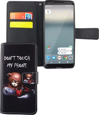Produktbild von Handyhülle Tasche für Handy Google Pixel 2 Schriftzug Bär mit Kettensäge