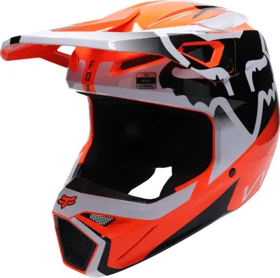 Image de Casque de motocross FOX V1 LEED pour jeunes, orange fluo, taille YS