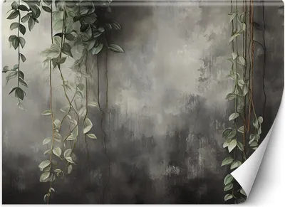 Produktbild von Vlies fototapete Blätter auf Betonhintergrund 150x105 cm Feeby Grau inkl. Kleber einfache Montage