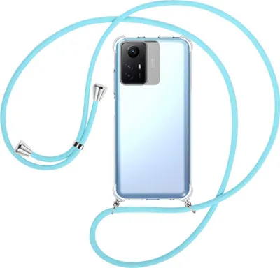Produktbild von Handykette Backcover-Schutzhülle mit Band (Metall silberfarben) für Xiaomi Redmi Note 12S (6.43'') - himmelblau
