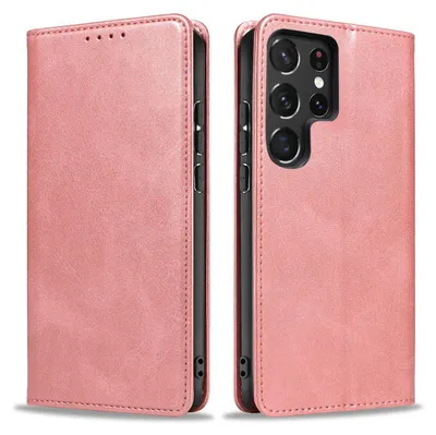Produktbild von Handyhülle für Samsung Galaxy S24 Ultra Kunstleder Flip Cover Hülle Klapphülle Case Kartenfach Farbe: Rosa