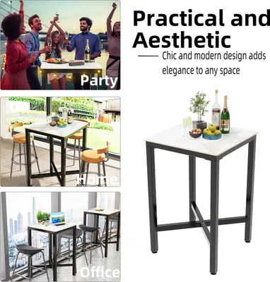 Produktbild von WISFOR Bartisch Küchentisch, Esstisch Marmor, Stehtisch für Esszimmer, Küche, Partyraum, mit Metallgestell, 70x70x105cm, Glänzend Jade