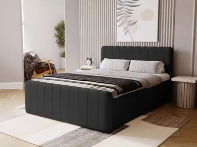 Produktbild von GrainGold Boxspringbett Osteno 160x200 - Bett mit Matratze und Topper - Boxspringbett mit Bettkasten und Matratze - Boxspringbett - Schwarz (Komodo 23)