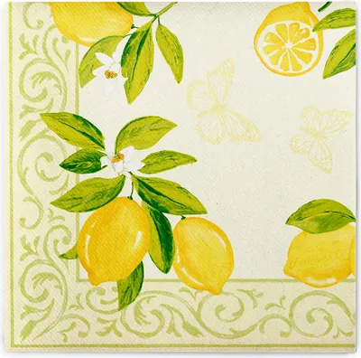 Produktbild von Sovie HORECA Serviette Nancy in Creme aus Linclass® Airlaid 40 x 40 cm, 50 Stück - Mediterran Zitronen