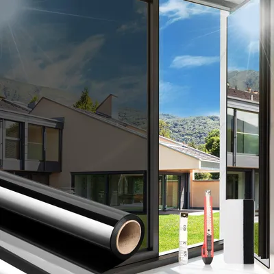 Produktbild von Arthome Spiegelfolie Sichtschutz 60x1000cm Schwarz Silber