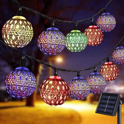 Produktbild von Solar Lichterkette Aussen 50LED 7m Lichterkette Außen/Innen,8 Modi Wasserdicht Outdoor Lichterkette für Balkon,Garten,Bäume,Hochzeiten,Partys,Terrass
