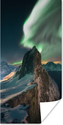 Produktbild von MuchoWow® Poster Nordlichter - Berg - Eis 20x40 cm - Plakat - Foto