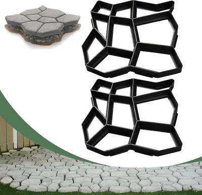 Image de Jopassy, lot de 2 dalles pour jardin, 43 x 43 x 4 cm, irrégulières, en plastique, pour allées, jardins, terrasses