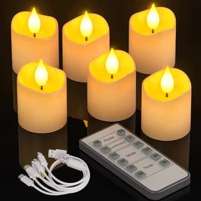 Zdjęcie produktu dla Świece LED do ładowania USB zestaw 6 sztuk pilot zdalny timer