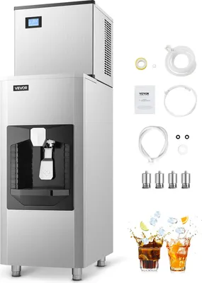 Immagine prodotto di VEVOR Macchina per il ghiaccio commerciale 226,8 kg/giorno, contenitore per il ghiaccio da 80 kg con erogazione automatica di 9 kg/min, macchina per il ghiaccio autopulente con touchscreen per bar e ristoranti