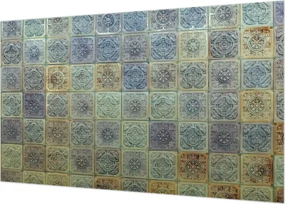 Produktbild von Selbstklebende Fototapete - Wandbilder für Wohnzimmer - 416x254 - Dekorative Wandfolie - Modernes Design für Wanddekoration - Tapeten für Innenräume - Geometrische Fliesen