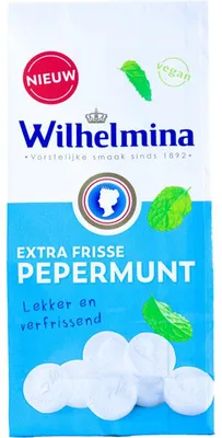 Zdjęcie produktu dla Wilhelmina Extra Frisse Pepermunt 200g – Orzeźwiające cukierki miętowe