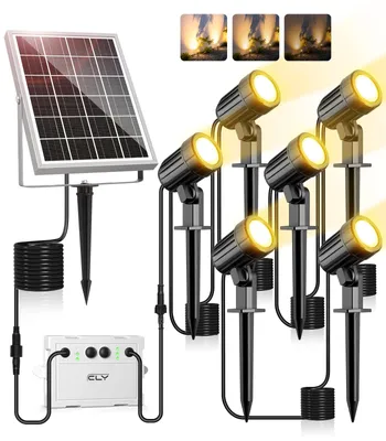 Solar LED-Spots 6er-Set, warmweiß, 6000 mAh, IP66, 3 Modi