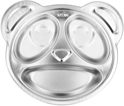 Produktbild von Kinderteller, geteilter Edelstahlteller für Babys, Kleinkinder und Kinder