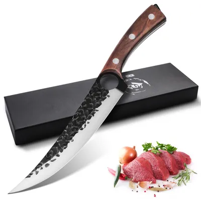 Image de Omgoods - Couteau de chef artisanal en acier carbone de haute qualité, livré avec une boîte cadeau
