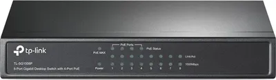 Obrázek produktu pro TP-Link TL-SG1008P, 8portový switch s podporou PoE, s 4 porty PoE+ (64 W, IEEE-802.3af/at)