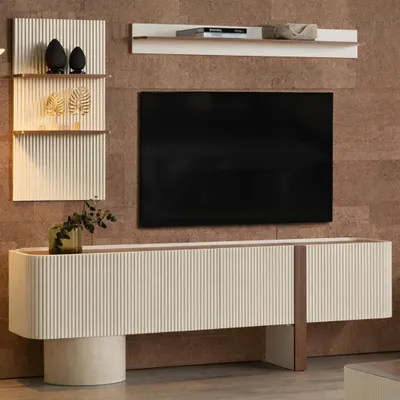 Produktbild von Modulares Wohnzimmer Set mit TV-Lowboard Wandregal und Regalmodul