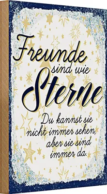 Produktbild von Holzschild Spruch Freunde wie Sterne sind immer da 20x30cm