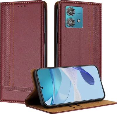 Immagine prodotto di Custodia per Motorola Edge 40 Neo in pelle con funzione stand Rosso scuro