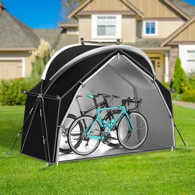 Imagen del producto de Tienda para bicicletas, fabricada con tela Oxford impermeable de 210D, dimensiones 200 x 80 x 145 cm, con protección UV para almacenamiento