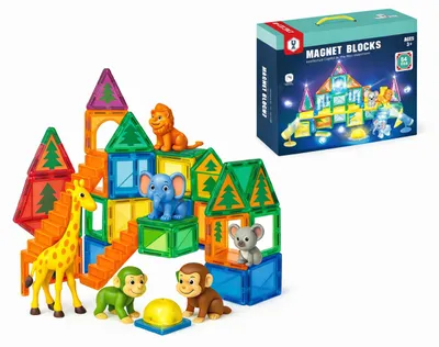 Zdjęcie produktu dla KLOCKI MAGNETYCZNE 3D ŚWIECĄCE LED Konstrukcyjna Układanka Edukacyjna 64 el