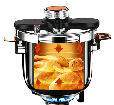 Immagine prodotto di Pentola a pressione, capacità 6 litri, compatibile con gas e induzione, pressione massima di esercizio 100 kPa, realizzata in acciaio inossidabile