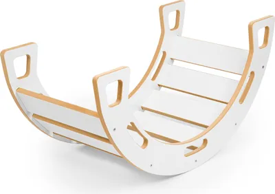 Produktbild von Obubu Kletterbogen und Wippe für Kinder Montessori aus Holz Handgemachtes Klettergerüst Indoor Klettergerüst für Kinder ab 2 Jahr Gleichgewichtstraining Schaukelboot für Babys
