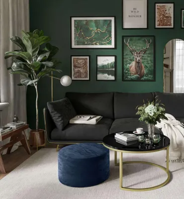 Produktbild von Runder Couchtisch CIRI mit Hocker Gold Matt