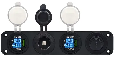 Produktbild von ProRide 12V 2-Port USB-Autoladegerät mit Schalter & 12V-Steckdose, 4-fach