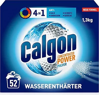 The image shows the front packaging of Calgon 4in1 Pulver, a water softener product for washing machines.