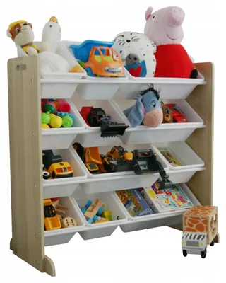 Immagine prodotto di Ekspand | Organizer da scaffale - Beige - 80 cm x 85 cm x 30 cm - 12 scomparti - Contenitori in plastica per giocattoli