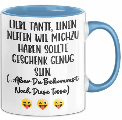 Produktbild von Tante Neffe Tasse Geschenk Lustige Geschenkidee Spruch (Blau)