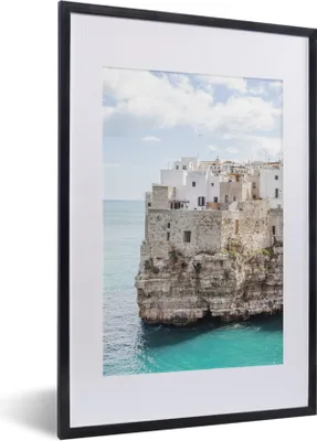 Produktbild von MuchoWow® MuchoWow® Gerahmtes Poster Italien - Küste - Felsen 40x60 cm - Poster mit zchwarzem Bilderrahmen - Poster in Rahmen