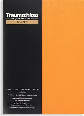 Produktbild von Traumschloss Topper Edel-Jersey Spannbettlaken 140-160 x 200-220 cm mandarine 165g/m², 95% gekämmte Mako Baumwolle, 5% Elasthan