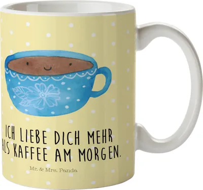 Produktbild von Mr. & Mrs. Panda Pott Kaffee Tasse - Gelb Pastell - Geschenk, Lustige Sprüche, Geschmack, Liebe, Kunststoffbecher, Haferl, Kindertasse, Plastikbecher, Mehrwegbecher