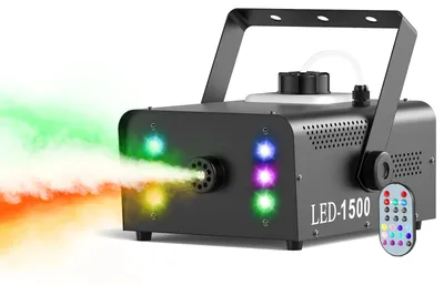 Produktbild von Nebelmaschine - 1500W Bühnen Fogger - 6 RGB LEDs - Fernbedienung & DMX-Steuerung - 90–240V - EU-Stecker