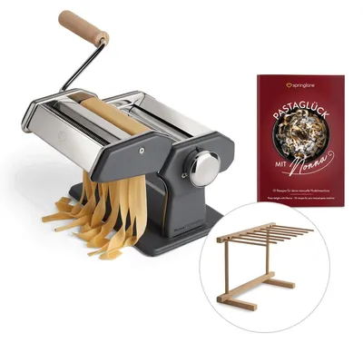 Zdjęcie produktu dla Maszyna do makaronu ręczna - stal nierdzewna - 9 stopni grubości - przystawki do spaghetti i tagliatelle - maszyna do makaronu elektryczna