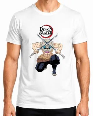 Zdjęcie produktu dla Koszulka męska Demon Slayer Inosuke Kimetsu no Yaiba z maską dzika, biały, XL